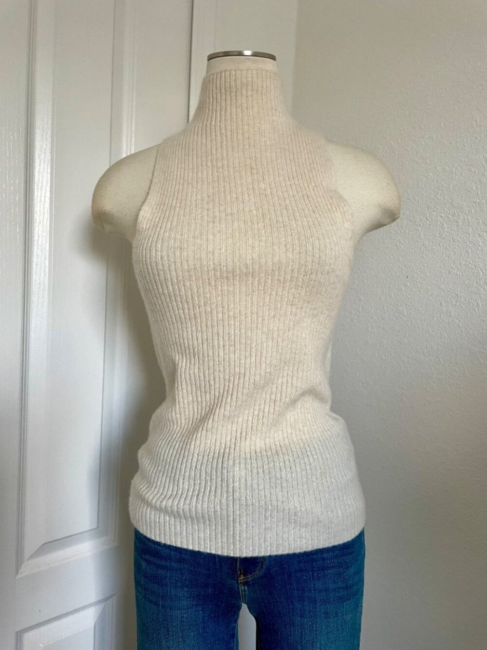 Maeve Anthropologie Cashmere Ribbed Sleeveless Turtleneck Sweater Top Small - Picture 4 of 15